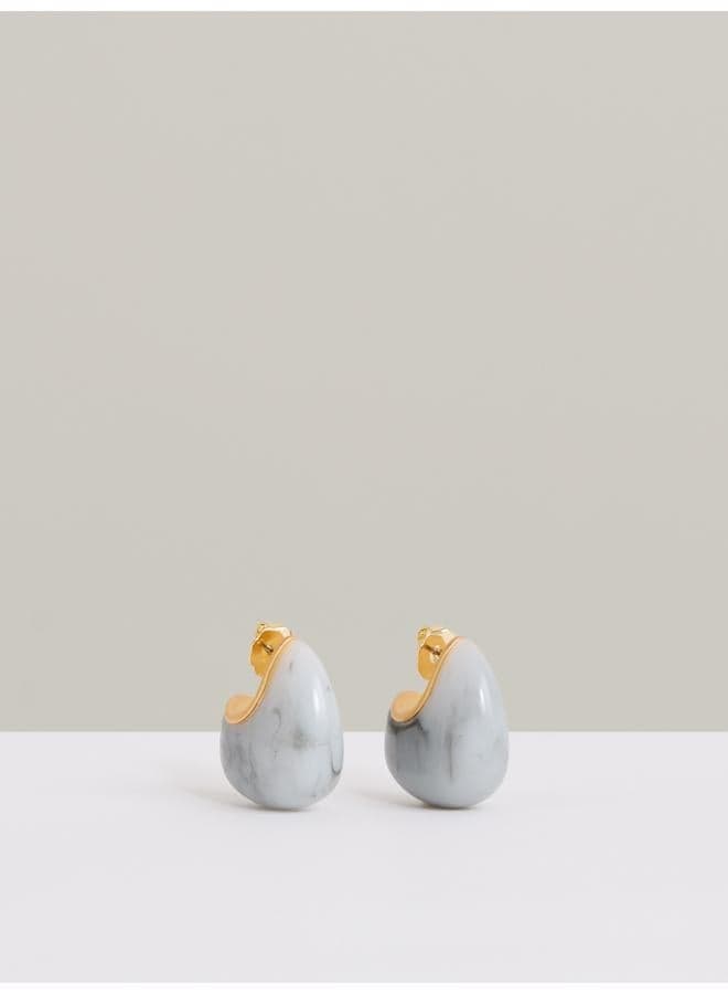 REISS Carlotta Curve Marble Scoop Earrings - Elegance Redefined - Image 1