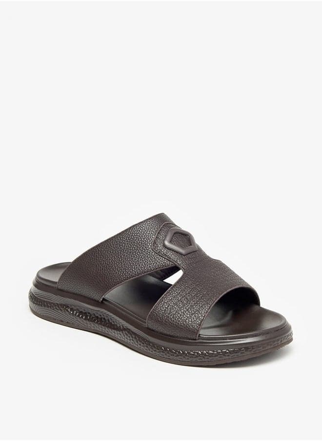 9543 10Brown Luxe Textured Arabian Slip-On Sandals - Image 1