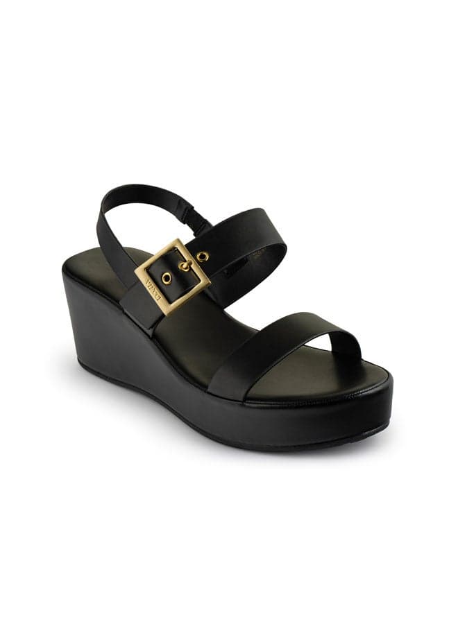 Elevate in Style Vi20404752 - Chic Black Ankle Strap Wedges - Image 1