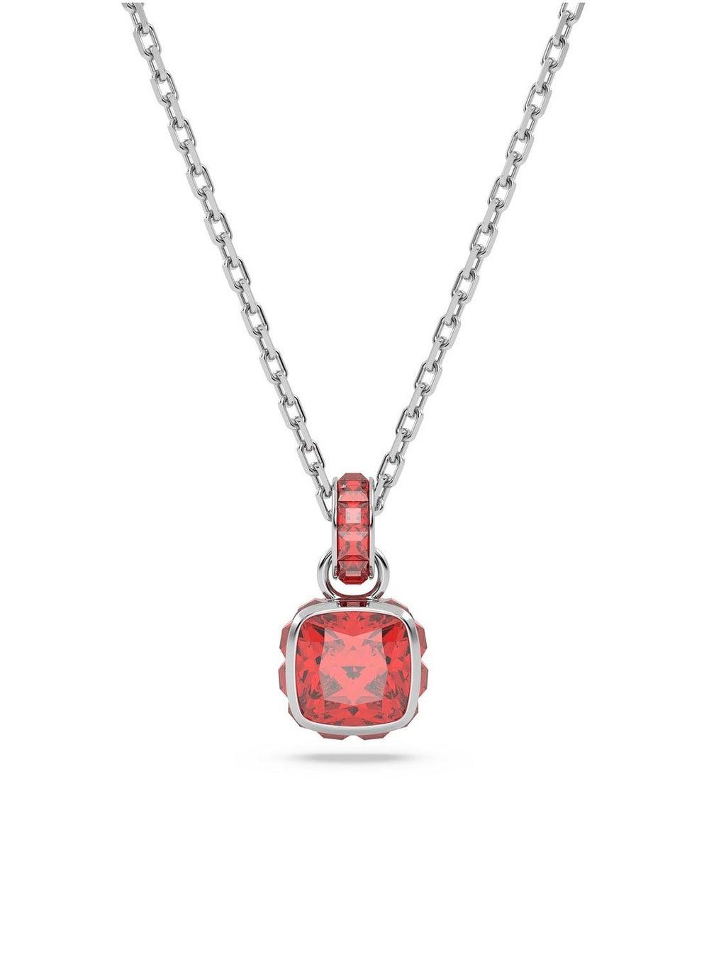 SWAROVSKI July Ruby Red Birthstone Necklace - Rhodium Plated - Image 1