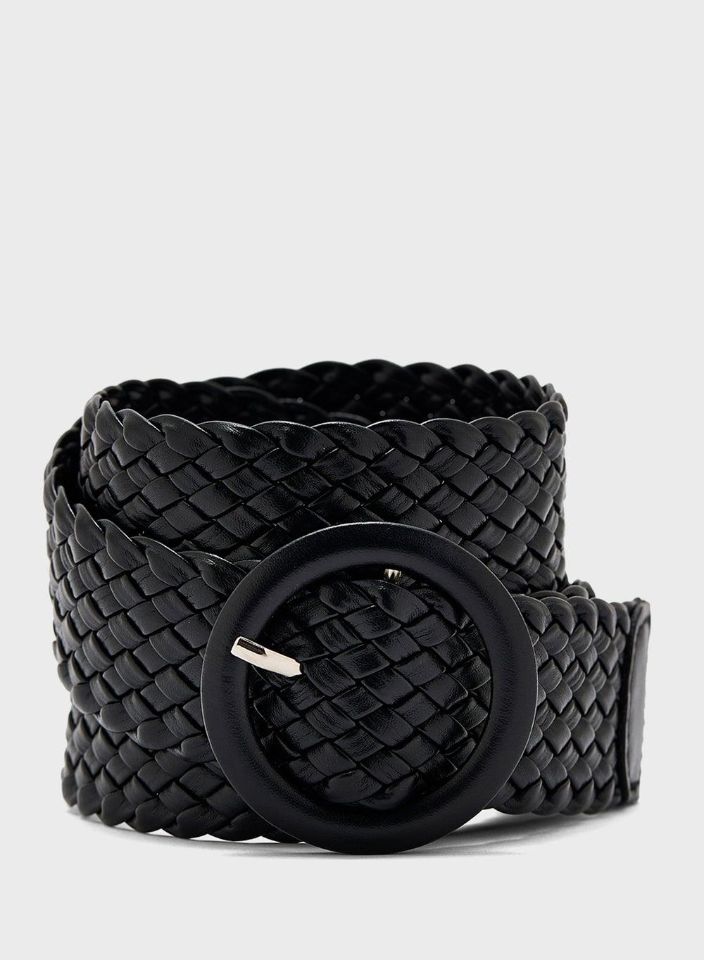 Elegant Ginger Woven Belt with Round Buckle - Image 1