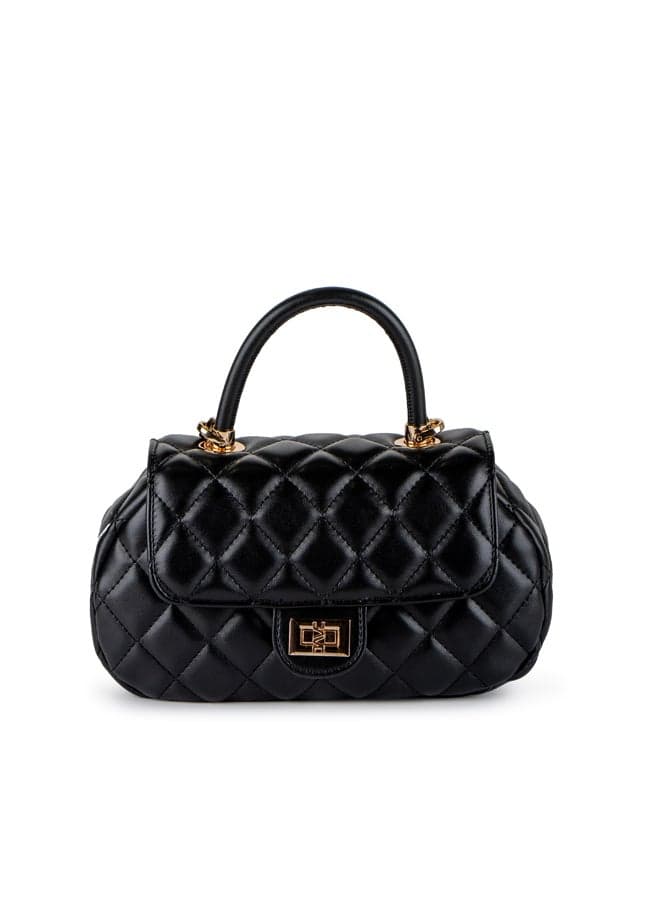 Vincci Elegance: Black Quilted Shoulder Bag with Chain Strap - Image 1