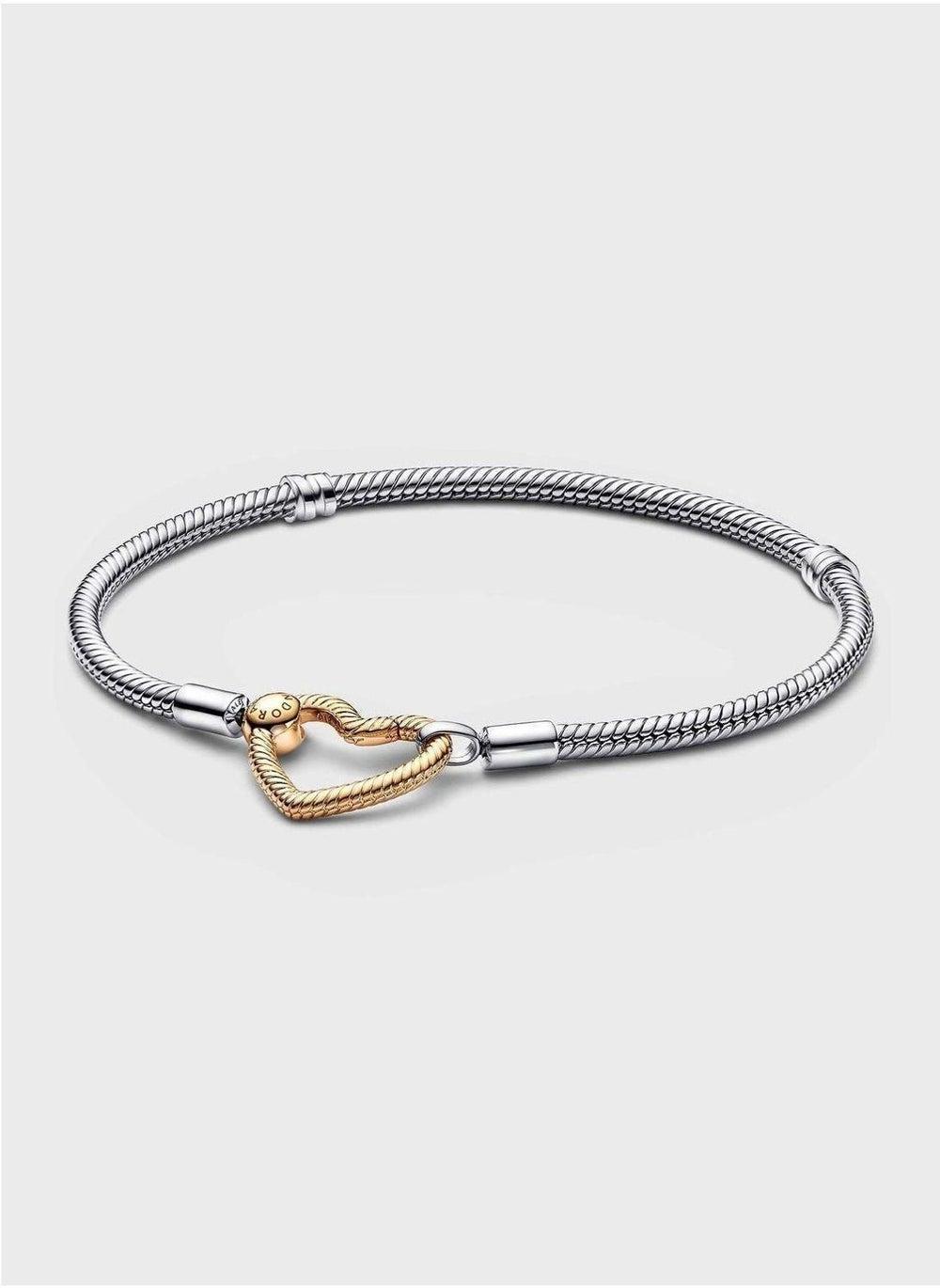 PANDORA Moments Heart Closure Snake Chain Bracelet for Women - Image 1