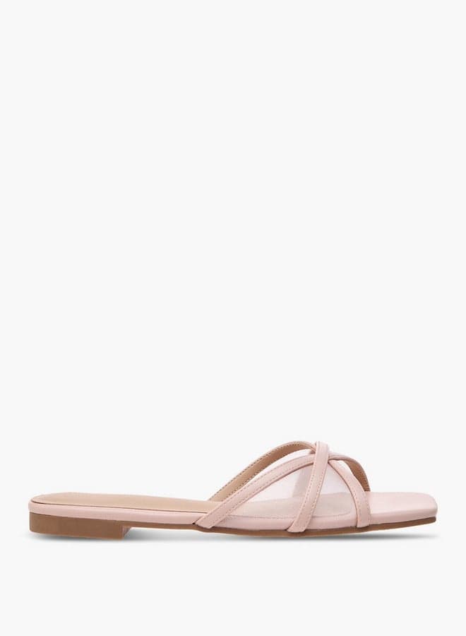 Elegant Cross Strap Slip-On Sandals - 24F1402 in Pink - Image 1