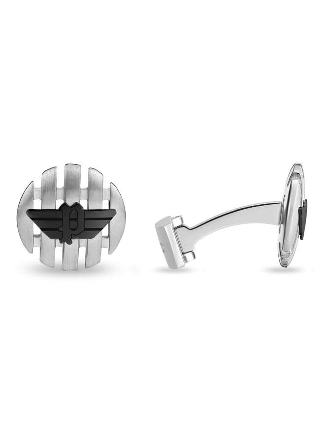 POLICE Black Onset Cufflinks: Urban Edge Meets Sleek Design - Image 1