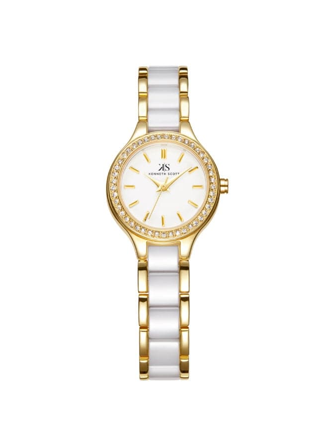 KENNETH SCOTT K23509-GCWW Elegant Ceramic Women's Watch - 26mm - Image 1