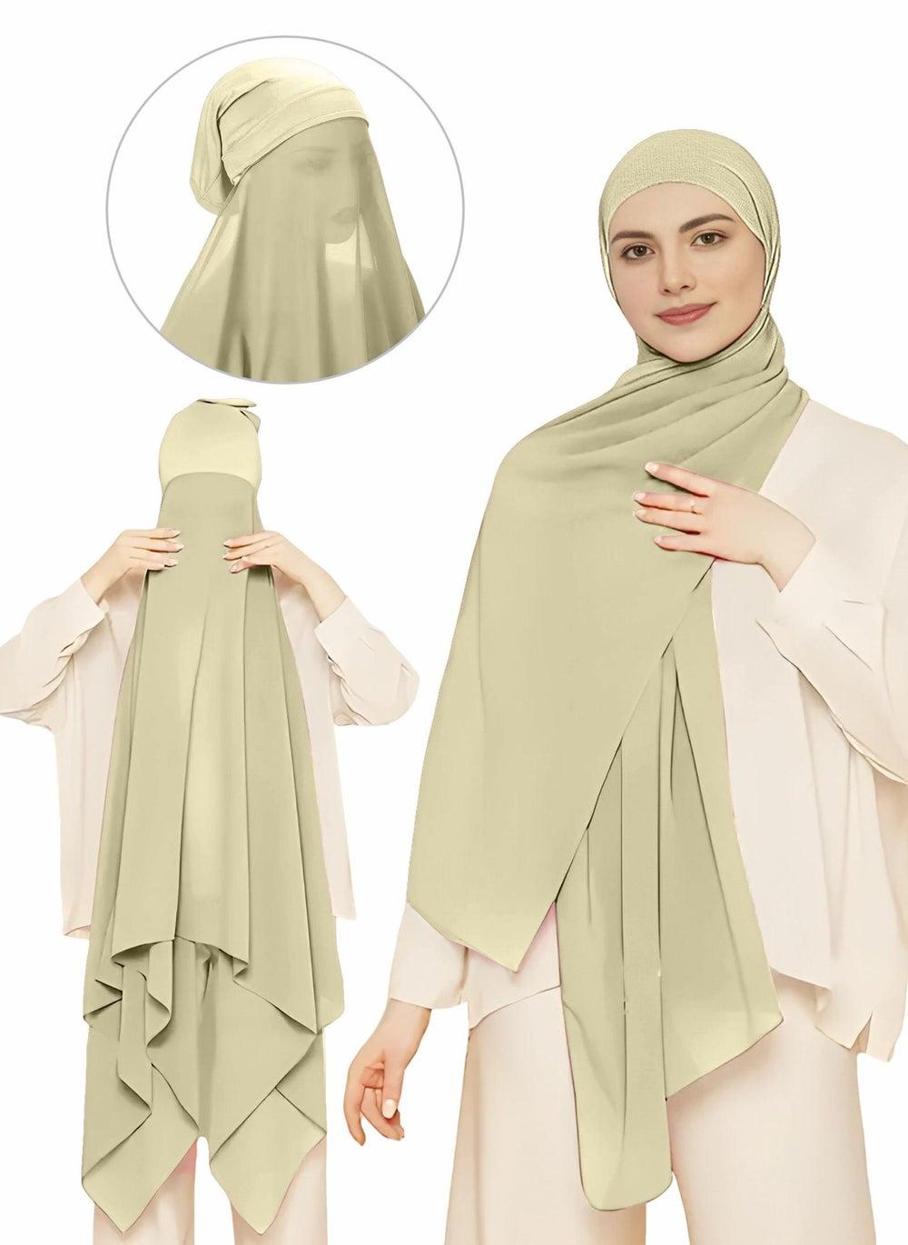 NUKHBAA Dark Vanilla Instant Hijab Wrap with Tube Undercap HC1 - Image 1