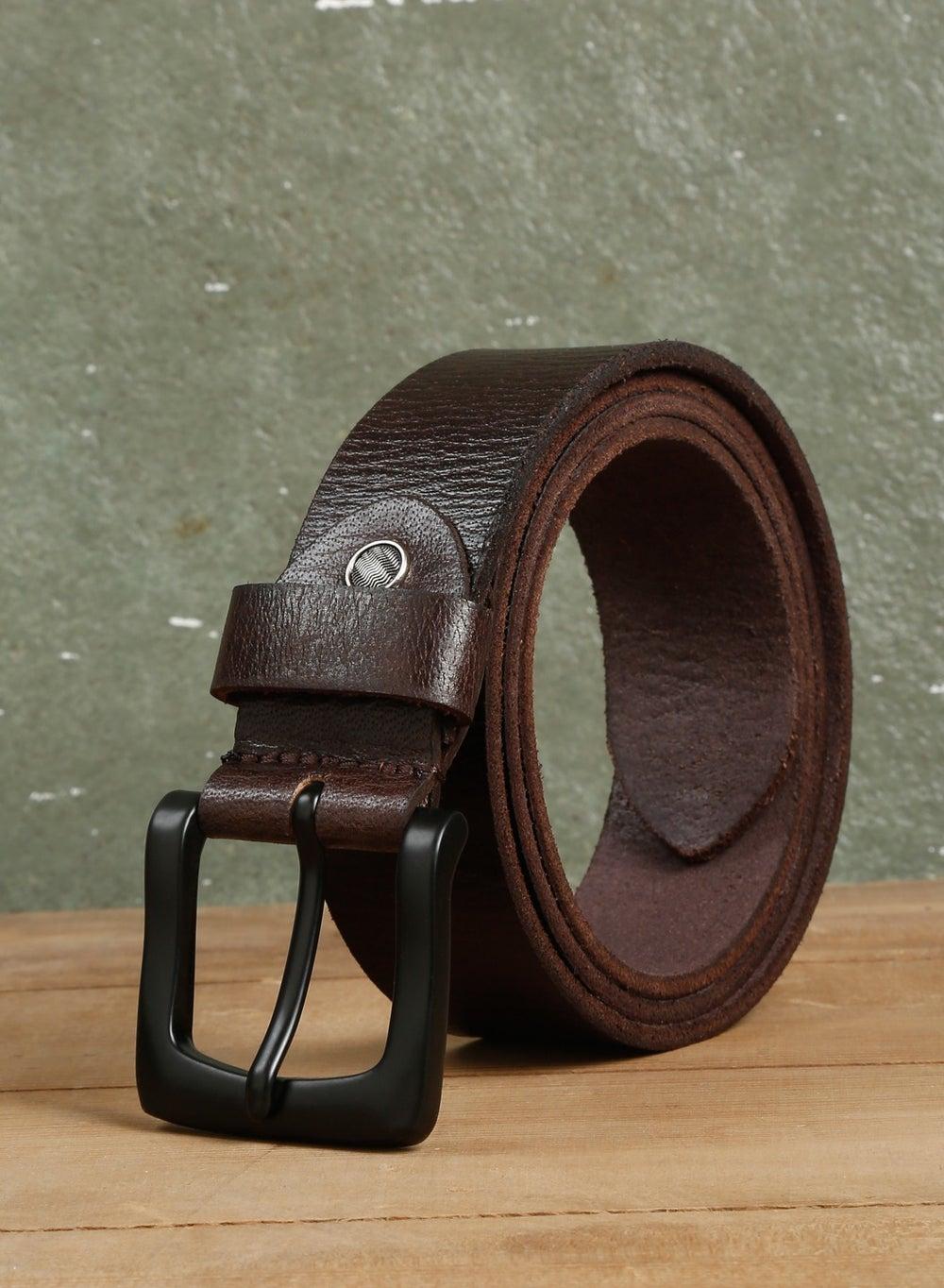 TEAKWOOD Genuine Deep Brown Leather Casual Men's Belt - Image 1