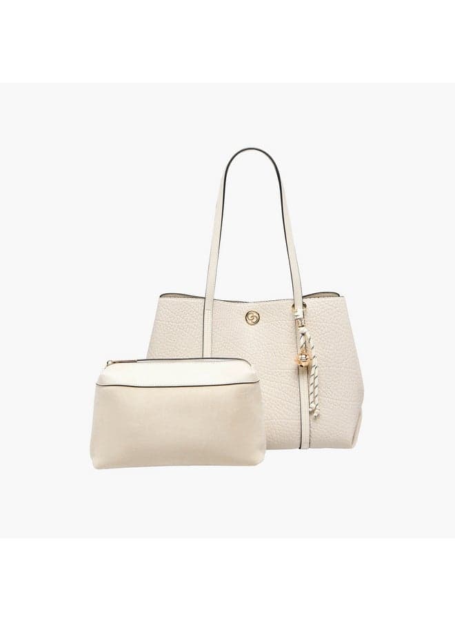 Celeste Chic Textured Tote Bag with Bonus Pouch - Image 1