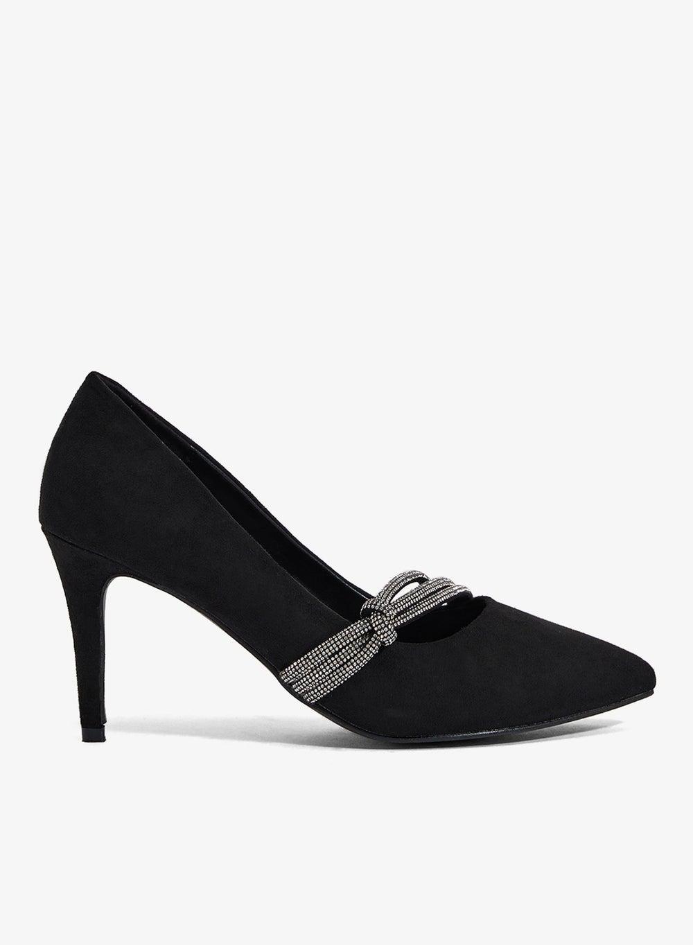Elegant Black High Heeled Pointed Pumps Size 40 - Image 1