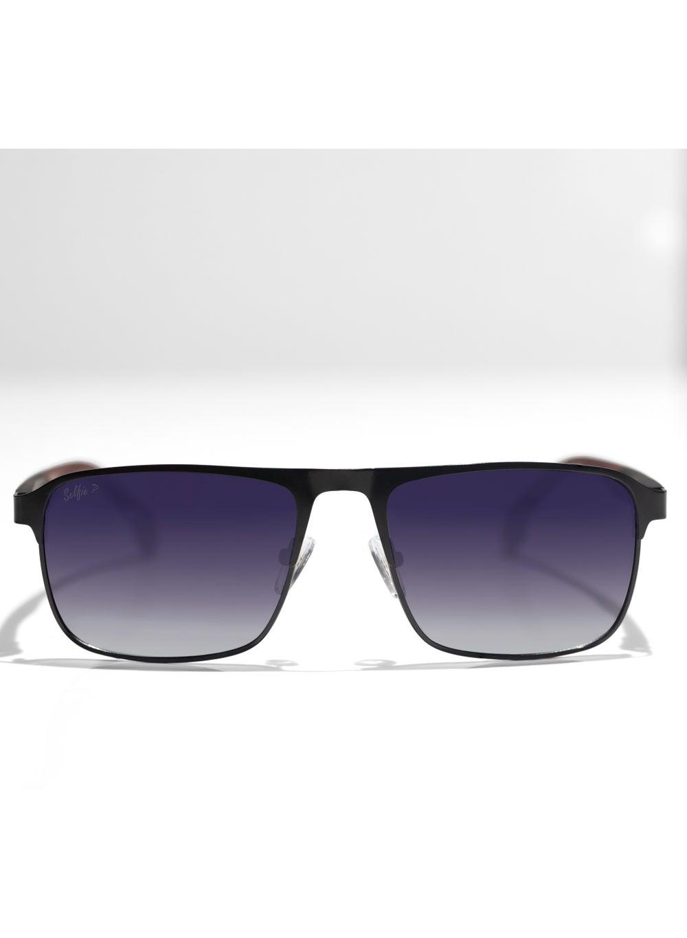 Selfie SE8211-C2: Sleek Black Metal Frame with Polarized Blue Lenses - Image 1