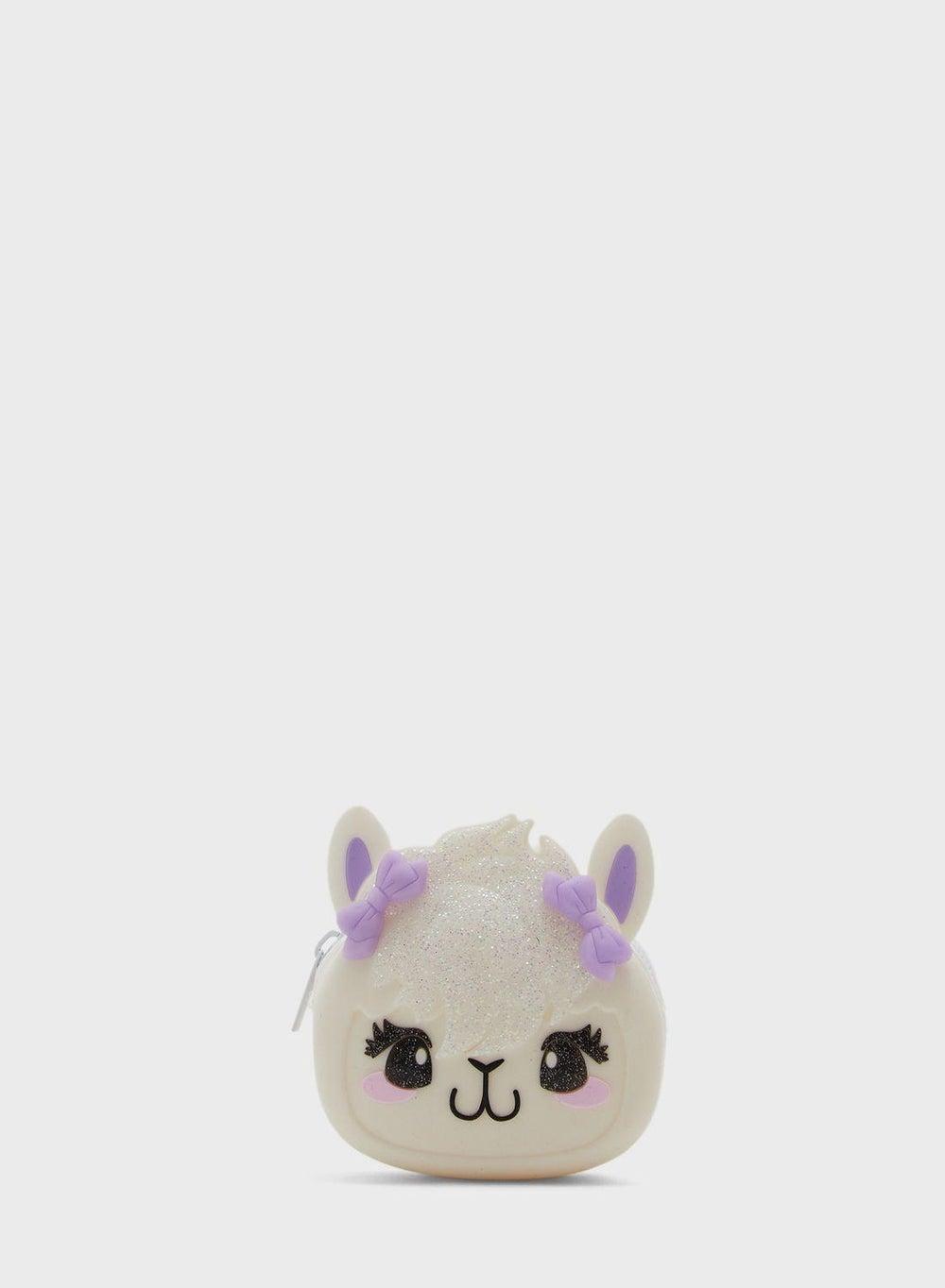 Claires Kids Jelly Llama Coin Wallet with Glitter & Bows - Image 1