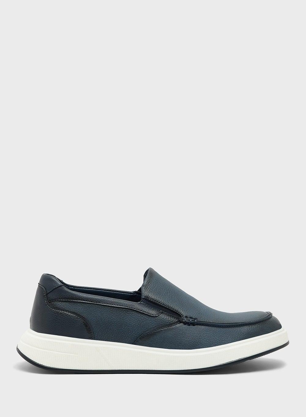 Zs22: Luxe Navy Nubuck Slip-Ons for Discerning Men - Image 1