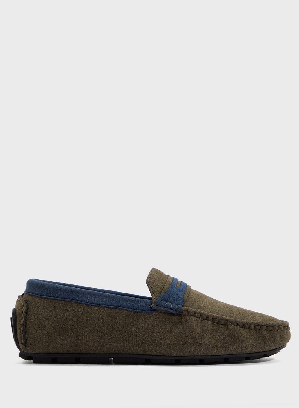 Ava 2025 16 Olive Suede Color Block Loafers - Image 1