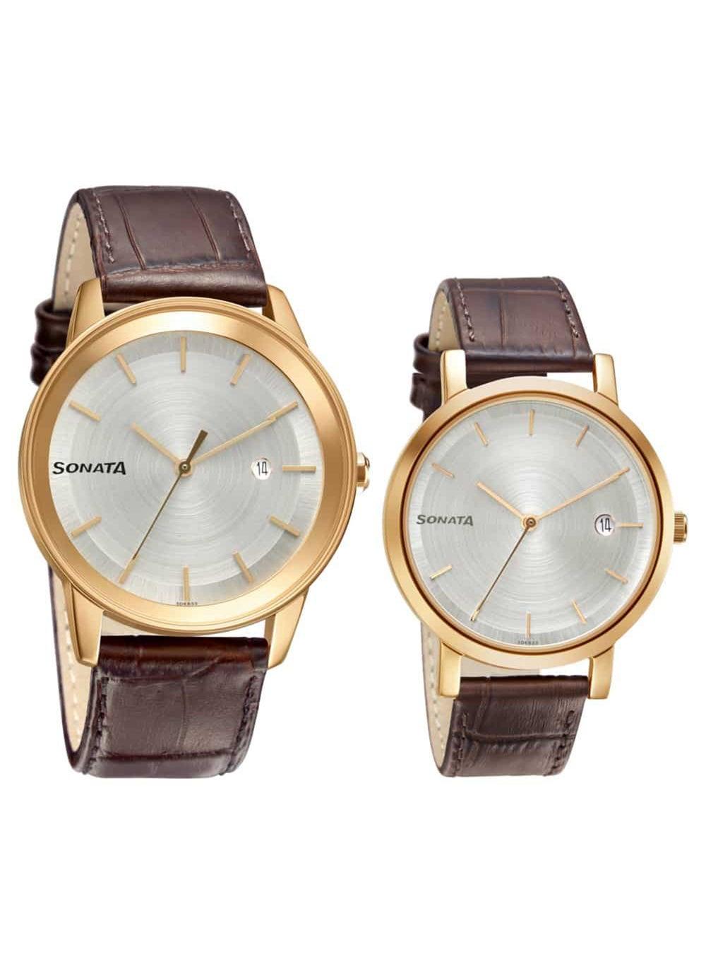 Sonata Elegance 71338164WL01 Unisex Leather Watch - 47mm - Image 1