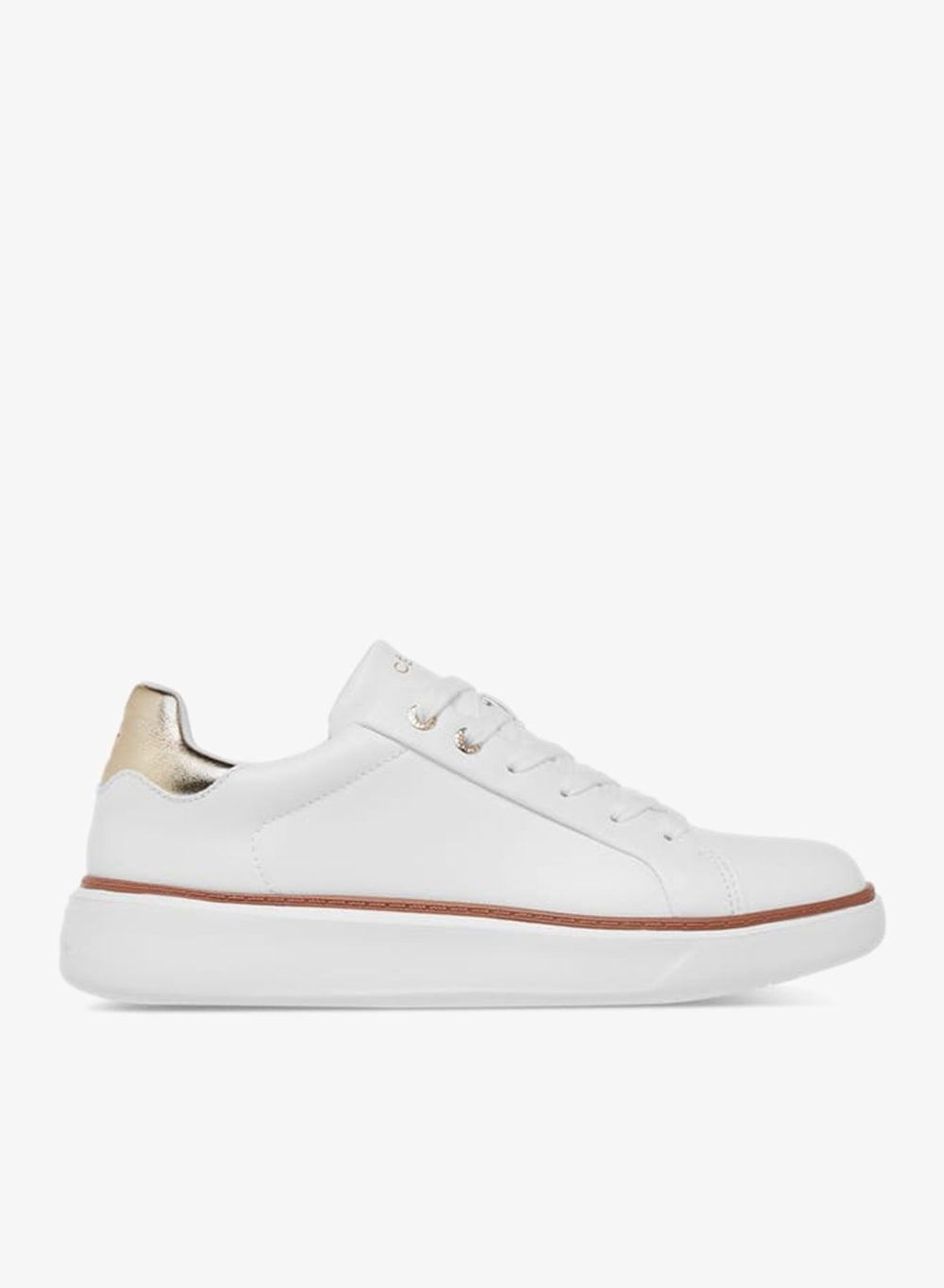 Cl 1804White Elegance: Women's Metallic Low-Top Sneakers - Image 1