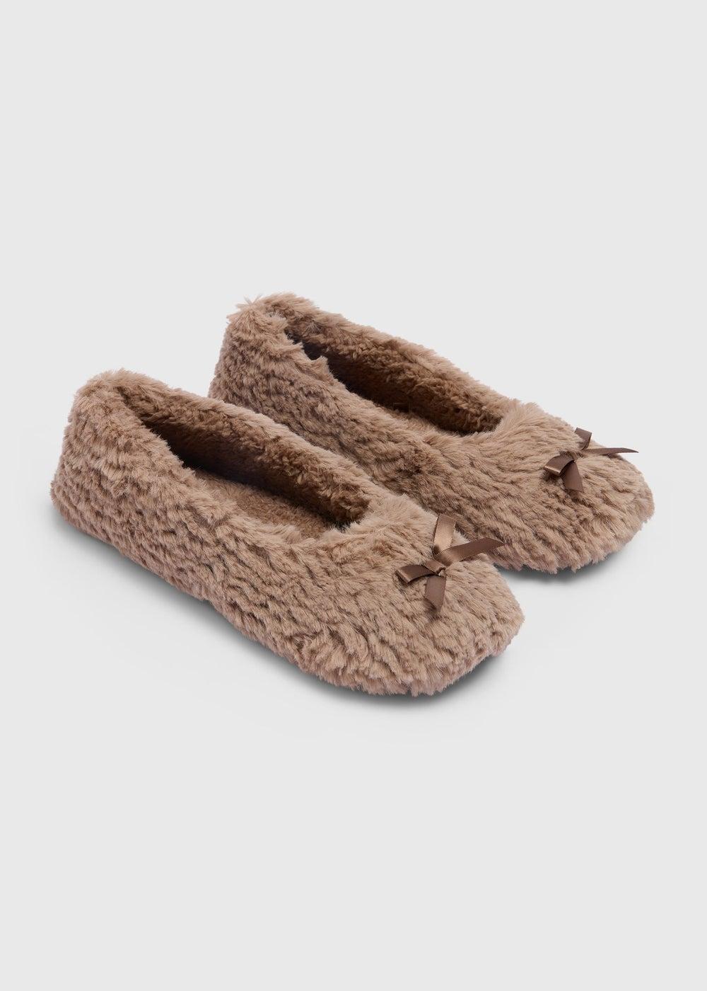 Luxurious Brown Teddy Fleece Slipper Socks for Women - Image 1