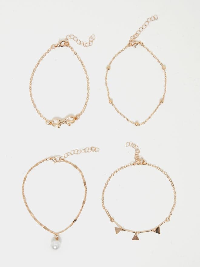 Chic Elegance Assorted Anklet 4-Pack with Stylish Lobster Claw Clasp - Image 1