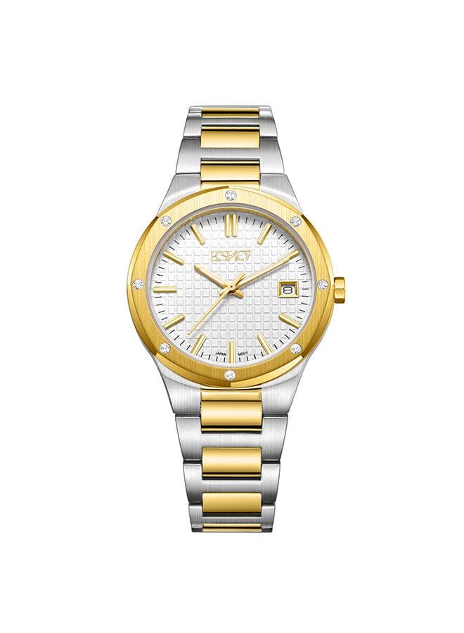 ECSTACY E23509-TBTW Elegant Two-Tone Gold Women's Watch - Image 1