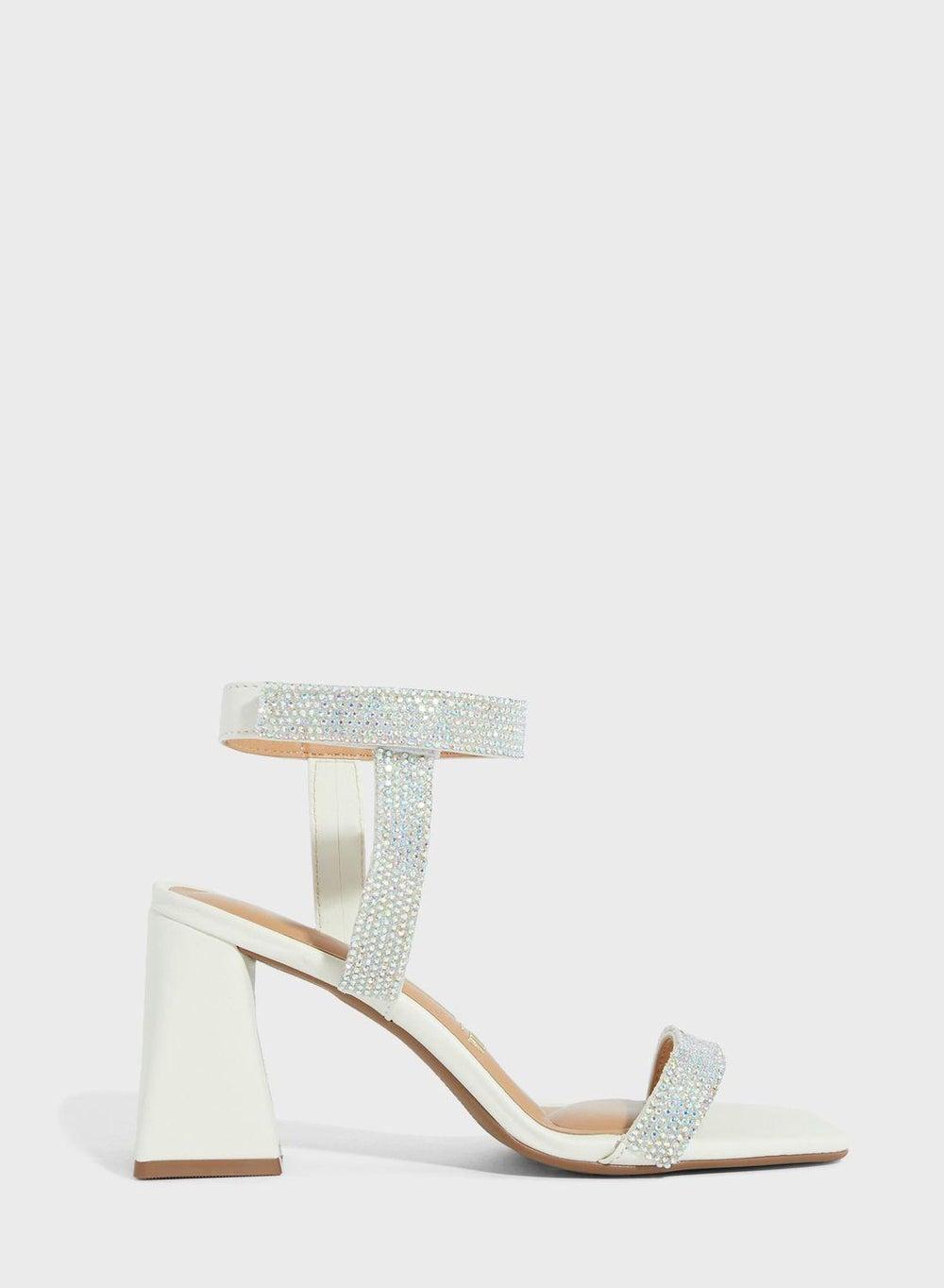 Elevate Your Elegance Off White Block Heel Sandals - Image 1