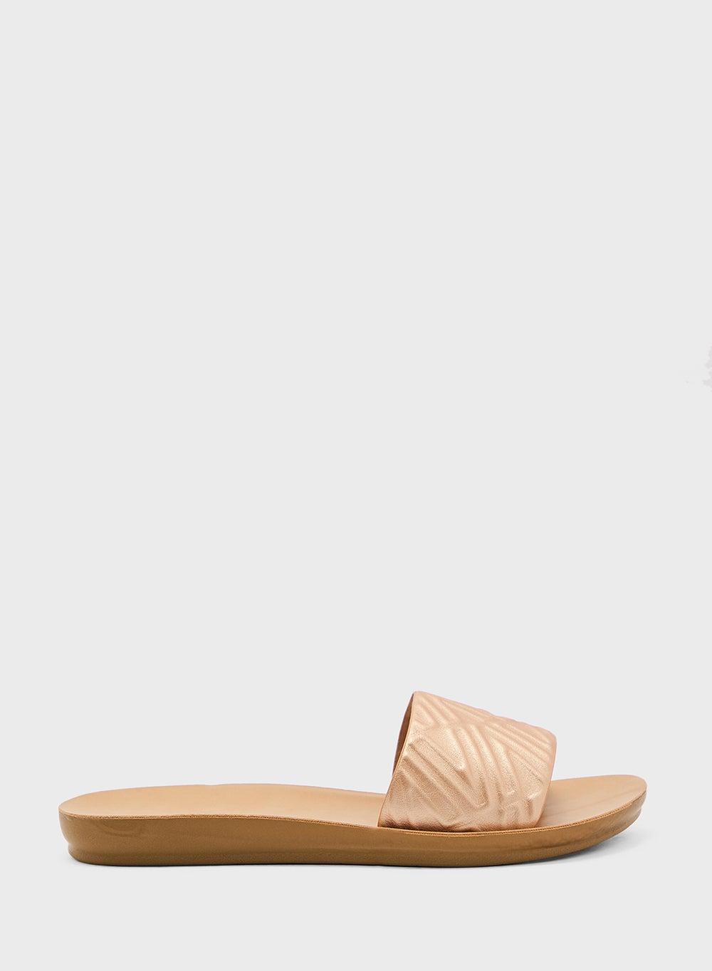 Vi20328642 Elegant Gold Open Toe Slides - Image 1