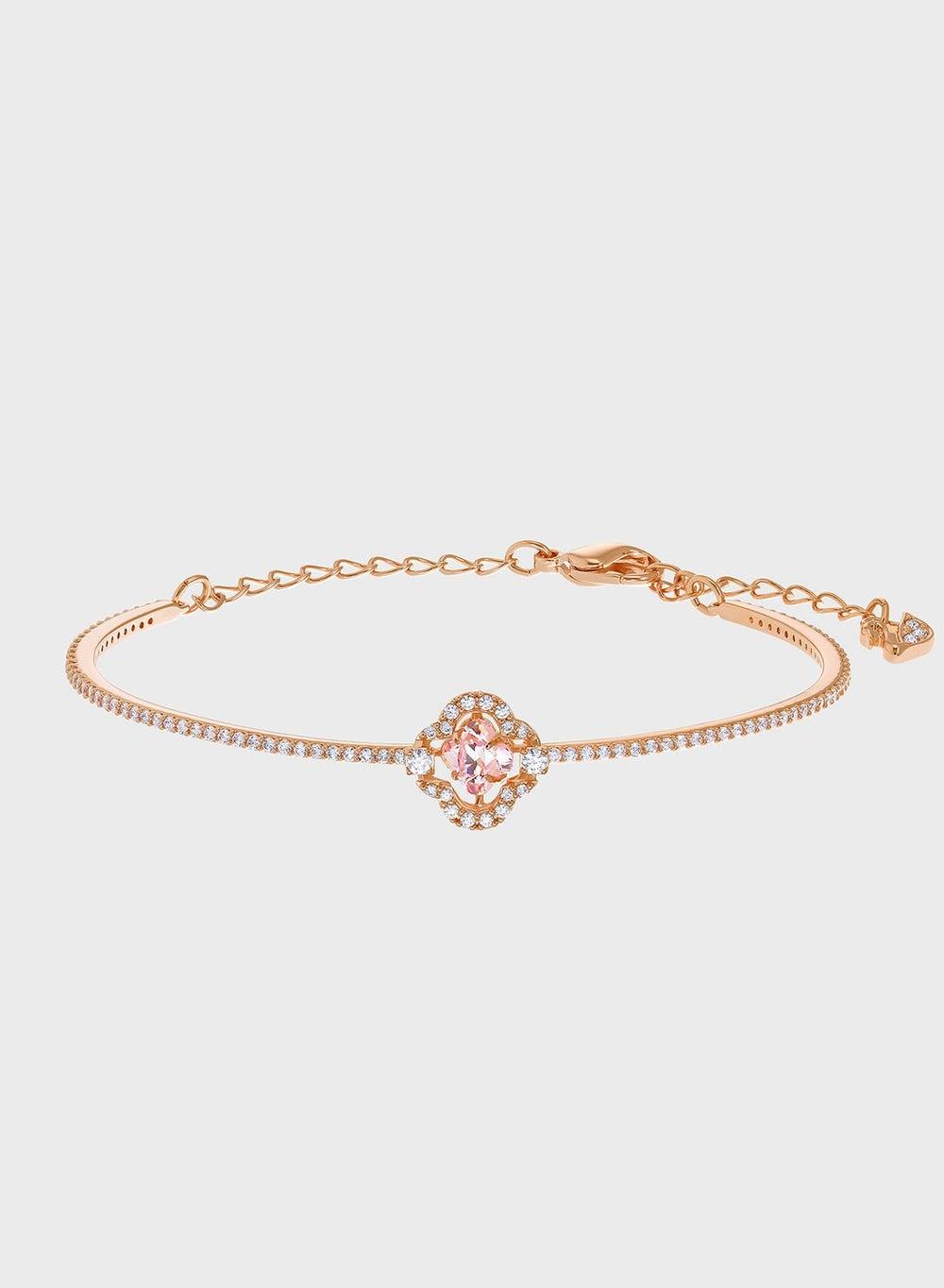 SWAROVSKI Sparkling Disc Clover Bracelet - Rose Gold Tone - Image 1