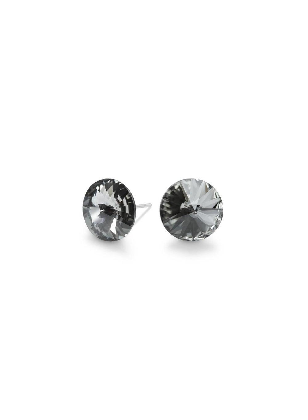 Seona MILA Silver Night Crystal Earrings - Elegance in Black Diamond - Image 1