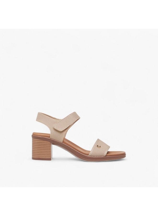 Elegant Beige Flyknit Block Heeled Sandals R25Aw08192 - Image 1