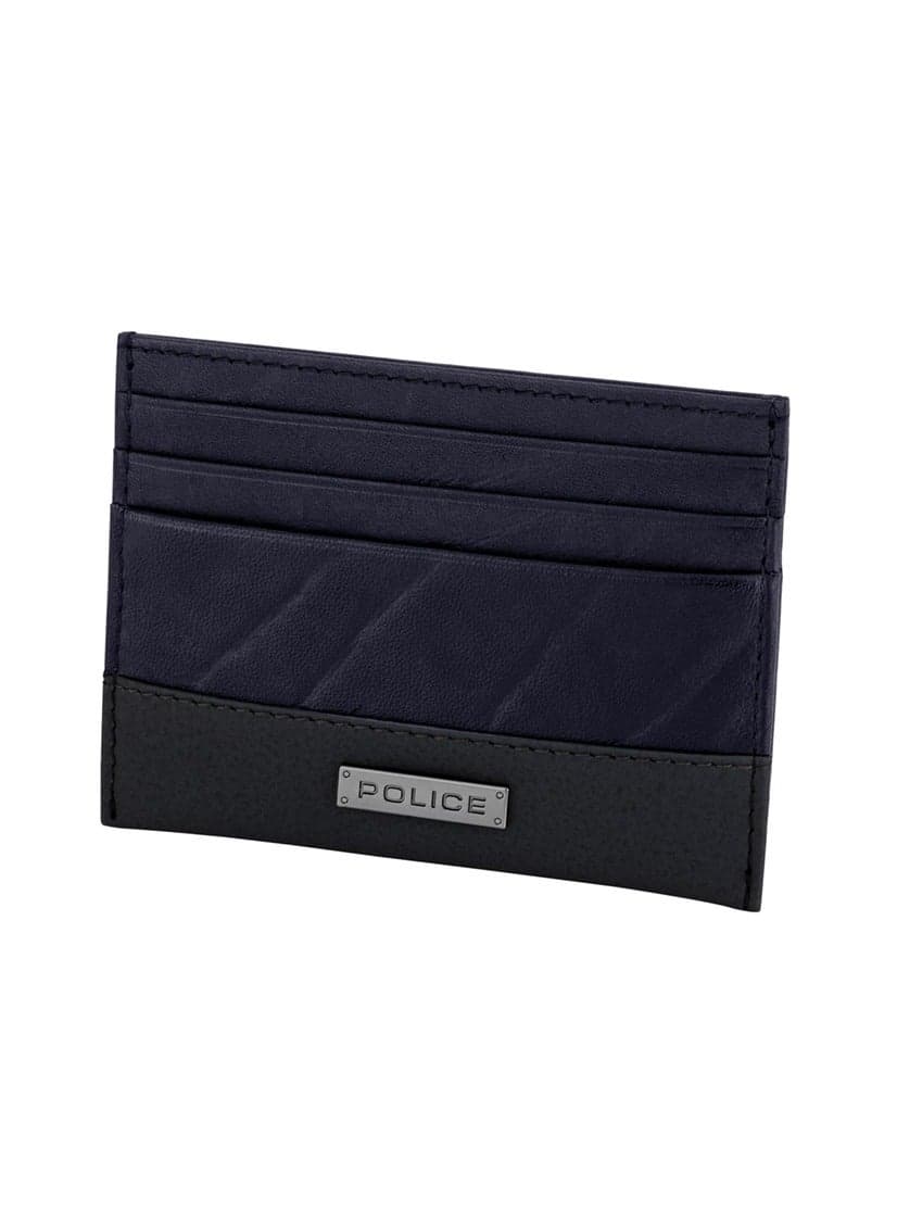 POLICE Blue Leather Card Case - Sleek Elegance for Men - Image 1
