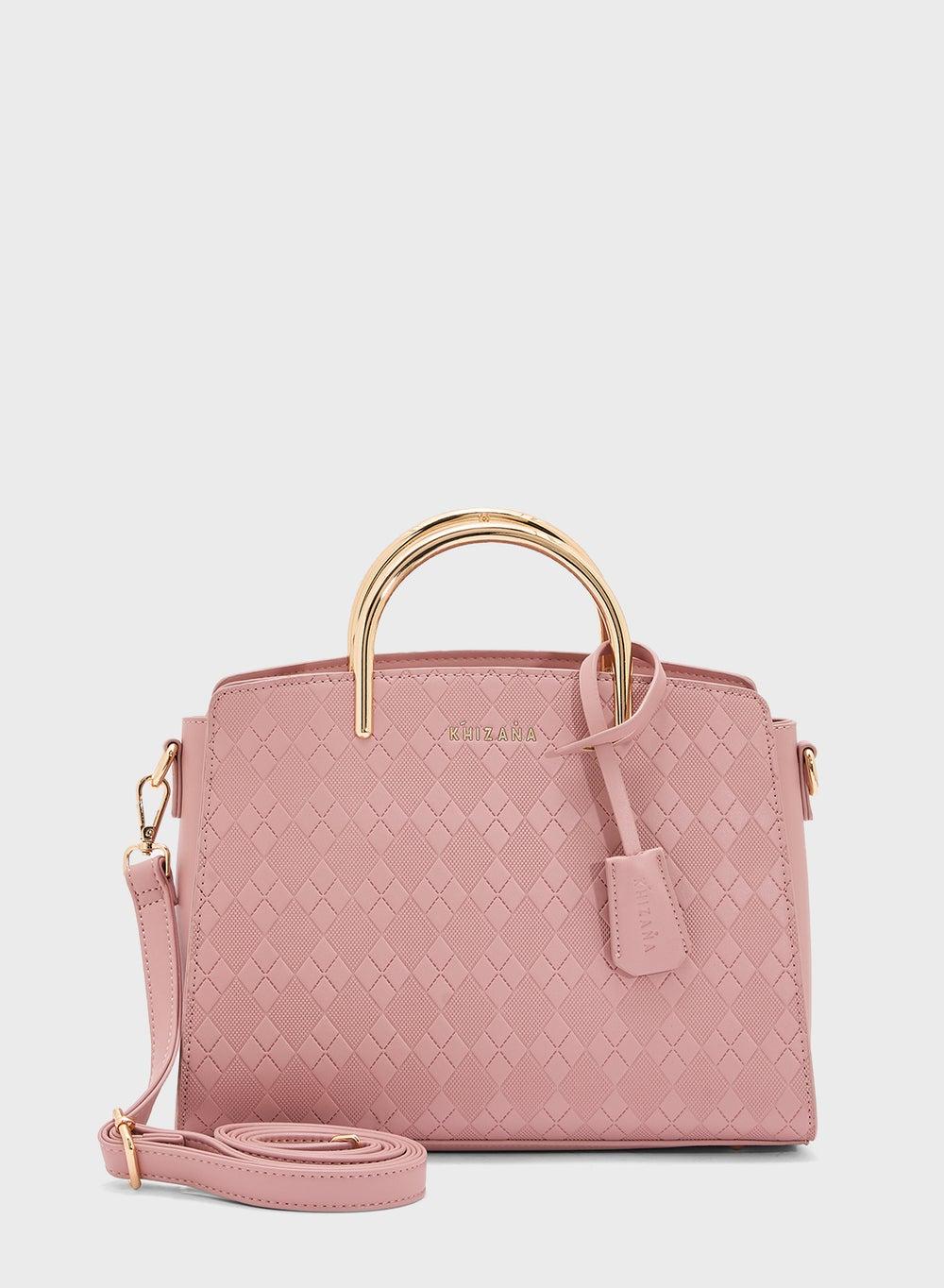 Khizana Textured Satchel Bag - Elegance with a Metal Handle - Image 1