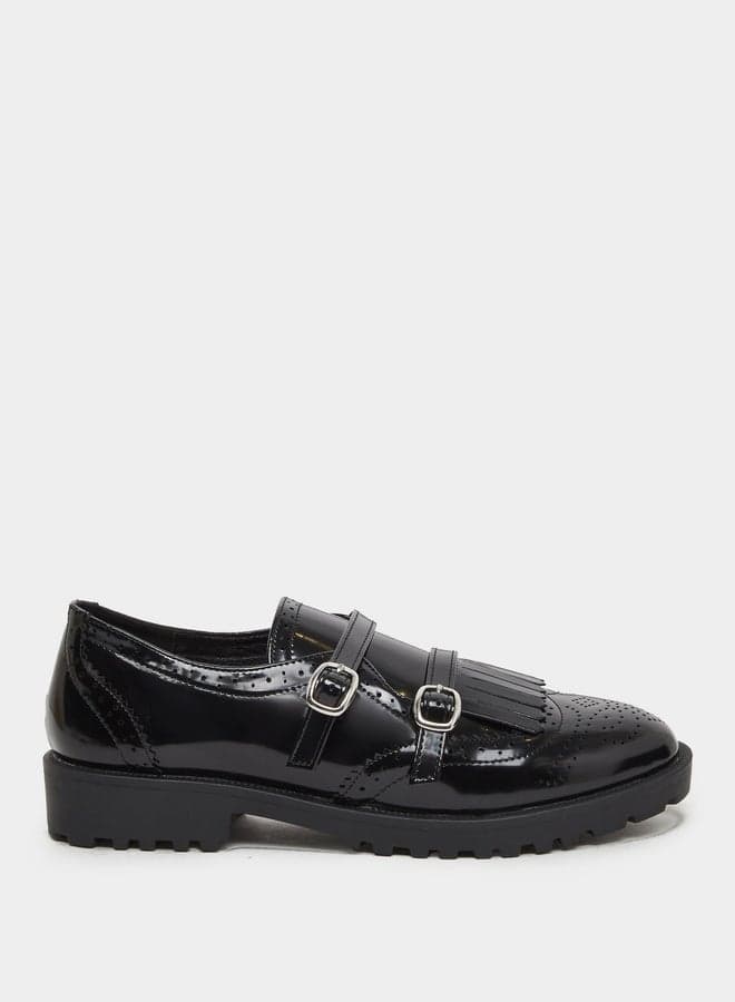 Elegant Black Textured Loafers - Styli Leather Look - Image 1