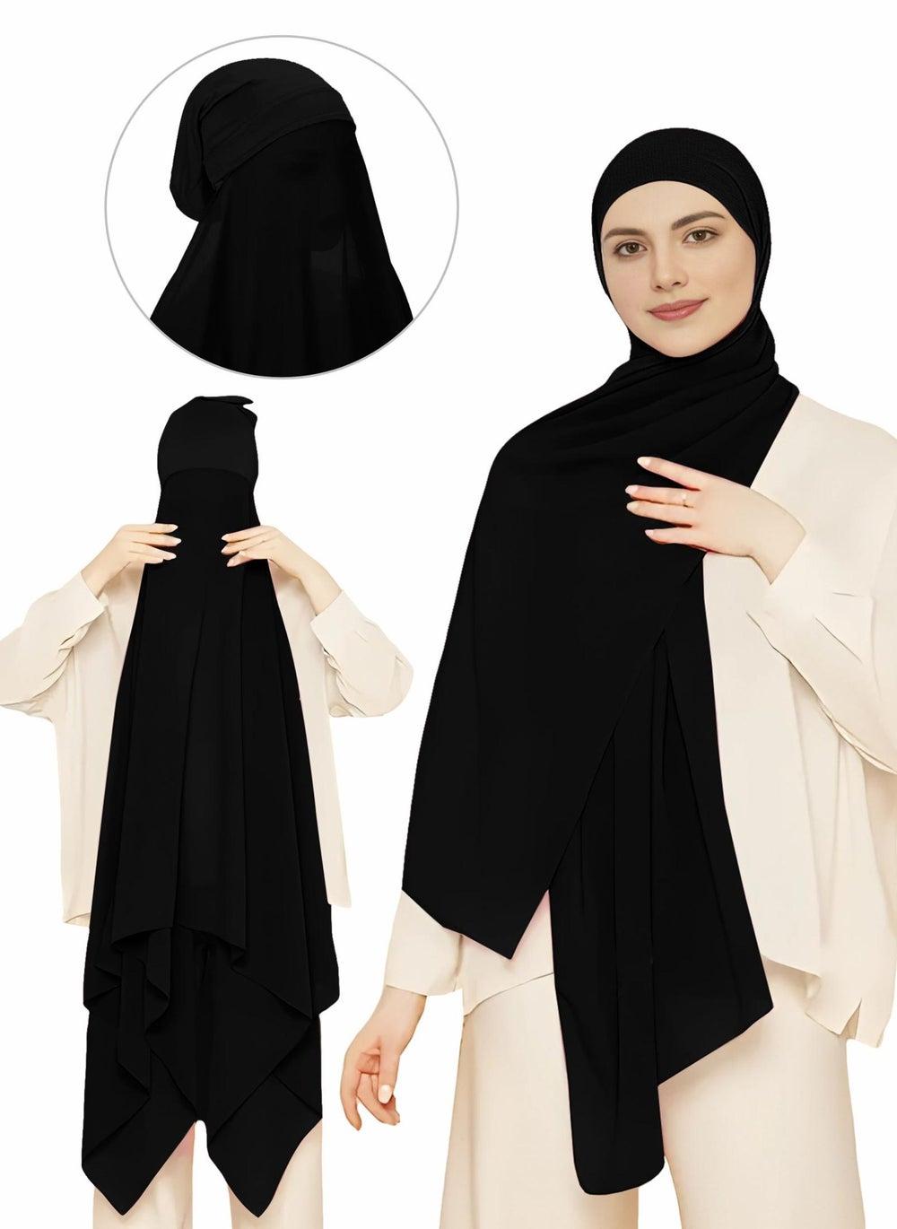 NUKHBAA HC5 Instant Hijab Wrap in Elegant Black - Image 1