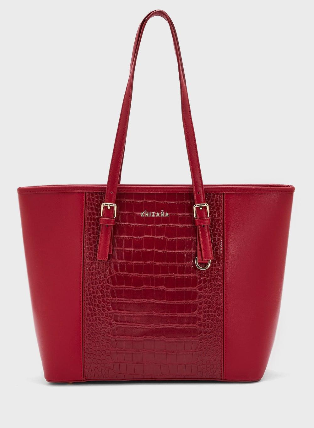 Khizana Luxe Croc Panel Tote Bag - Elegance for Every Occasion - Image 1