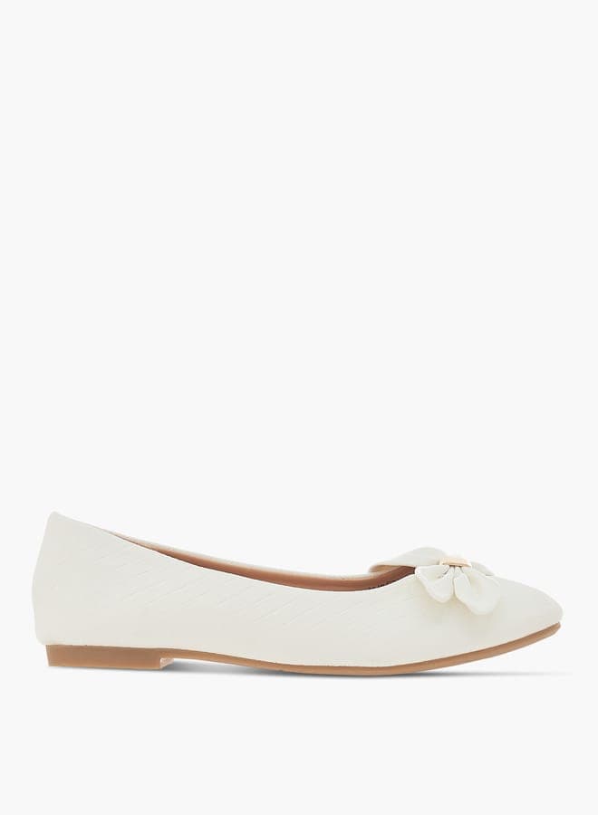 Bs101 23088White Elegant Girls' Bow Ballerina Shoes - Image 1