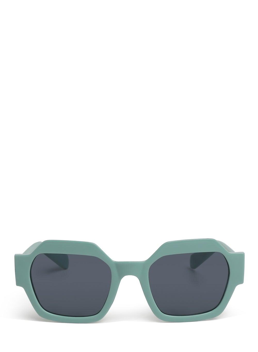 London Rag Mint Green Bevel Frame Square Sunglasses - Image 1