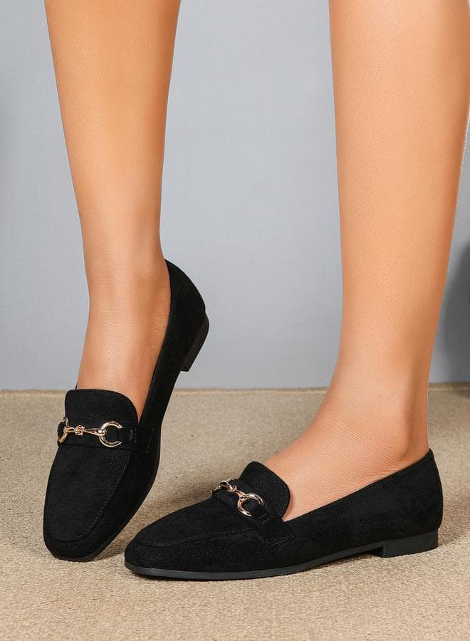 Sneak-a-Peek Buckle Detail Slip-On Loafers 7012463101Black - Image 1