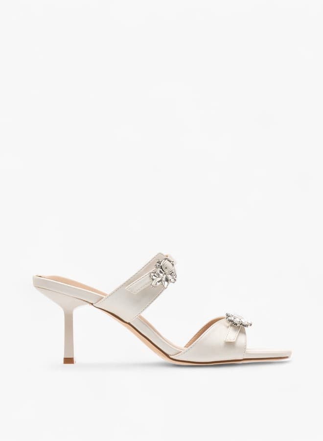 Elegance Redefined: R24Ss05145White Embellished Flared Heels - Image 1