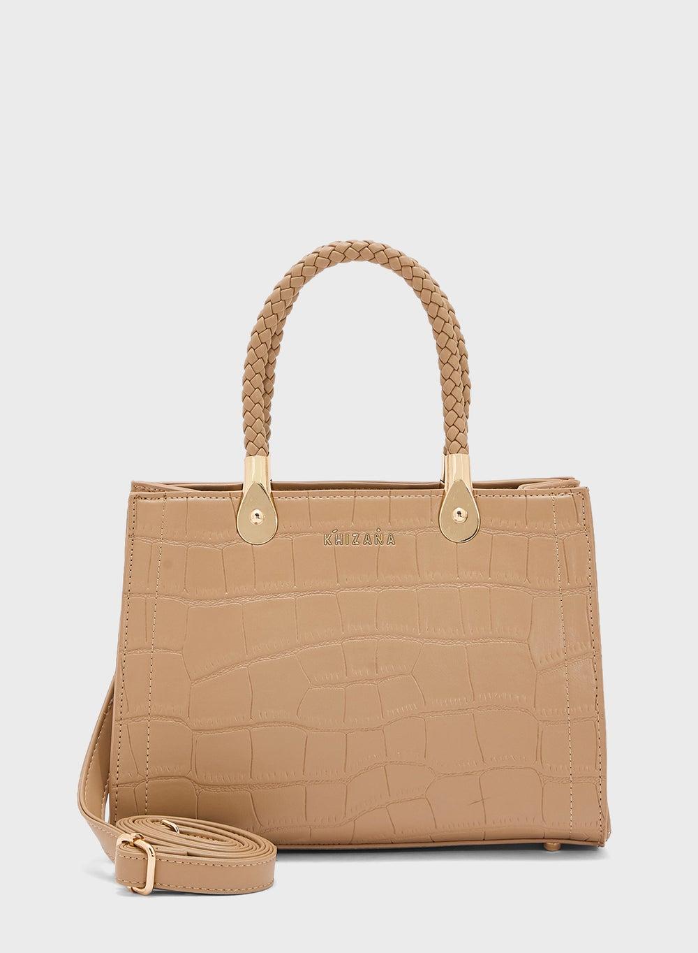 Khizana Croc Print Elegance Satchel Bag - Women's Fashion Staple - Image 1