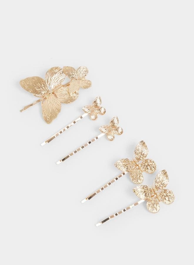 Golden Butterfly Hair Pin Quintet - Styli Set of 5 - Image 1