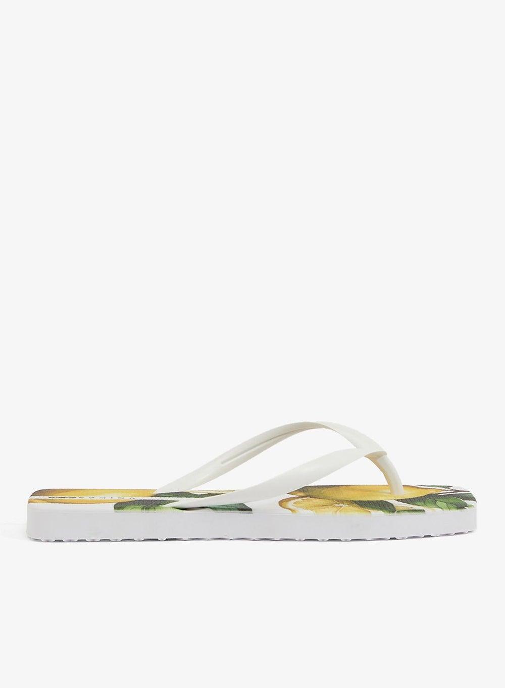 Sicília Elegance: Women's White-Limão Flip Flops - Style No. 001.00004 - Image 1