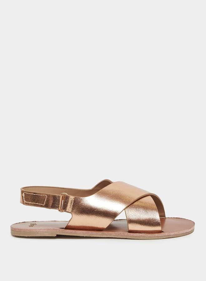 Elegant Gold Styli Buckle Flat Sandals for Casual Elegance - Image 1