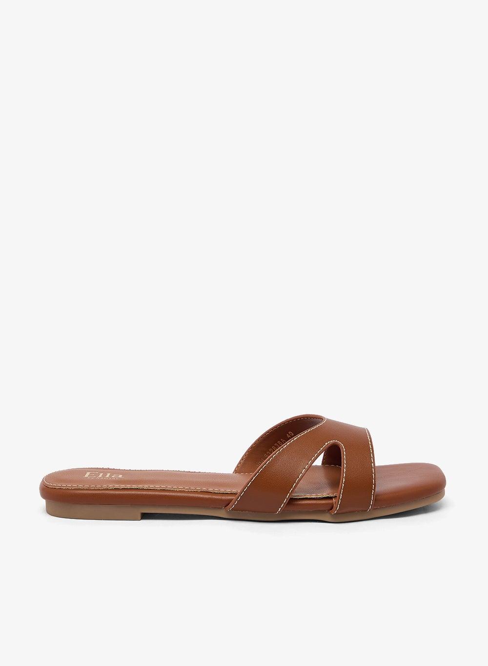 Elegant Camel Flat Sandals Style Vhl532838A - Image 1