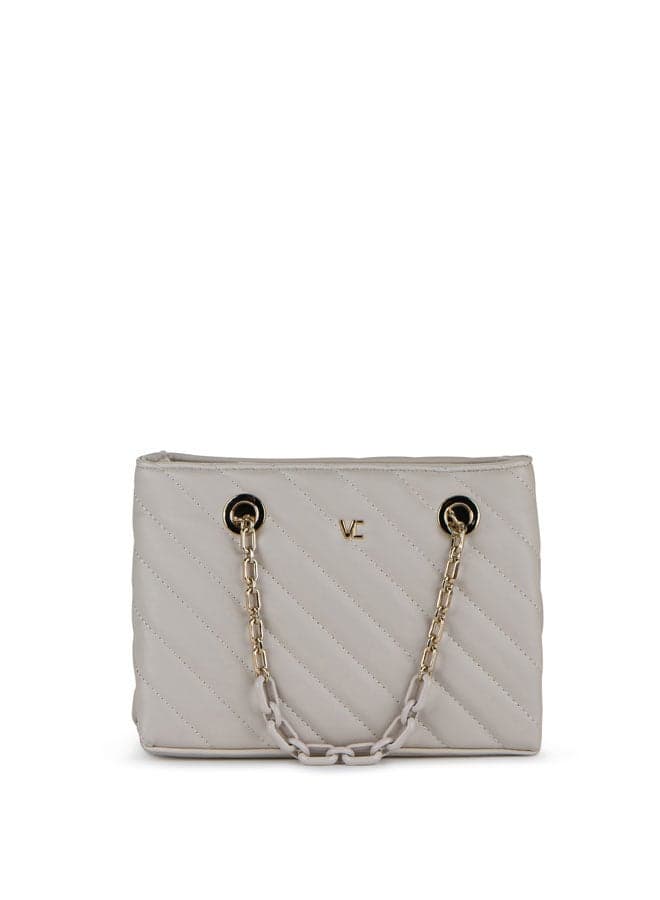 Vincci Beige Quilted Chain Shoulder Bag for Women - Image 1