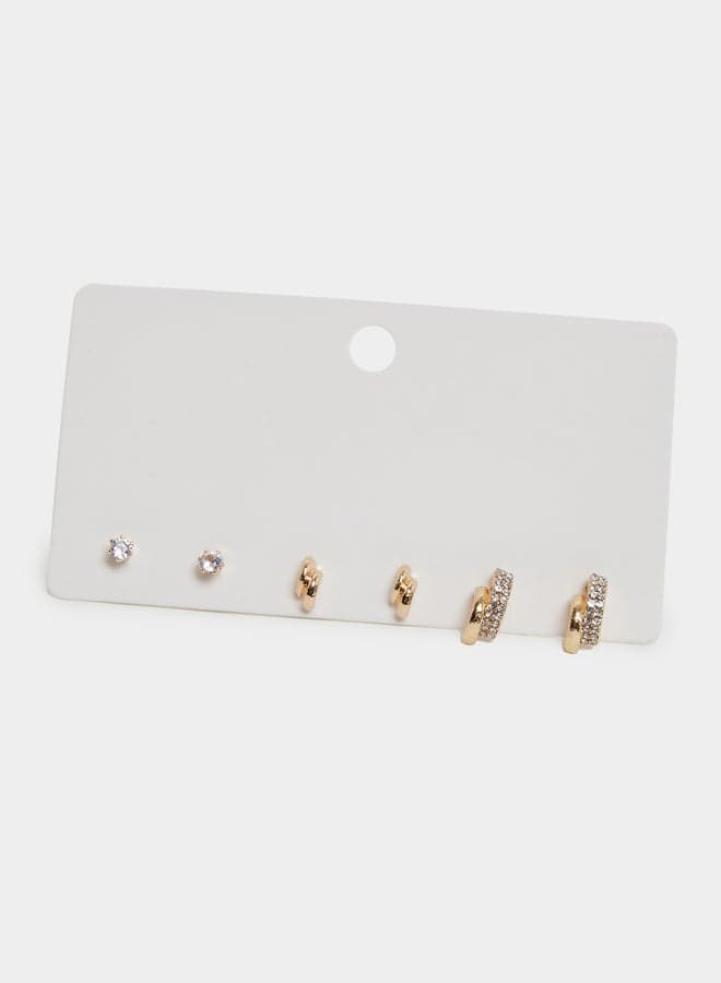 Styli Glam Trio - Embellished Stud Earrings Set - Image 1