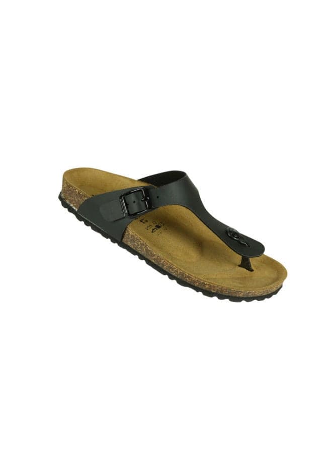 Biochic Mens 012-385 1830PR-Black Slim Thong Sandals - Image 1