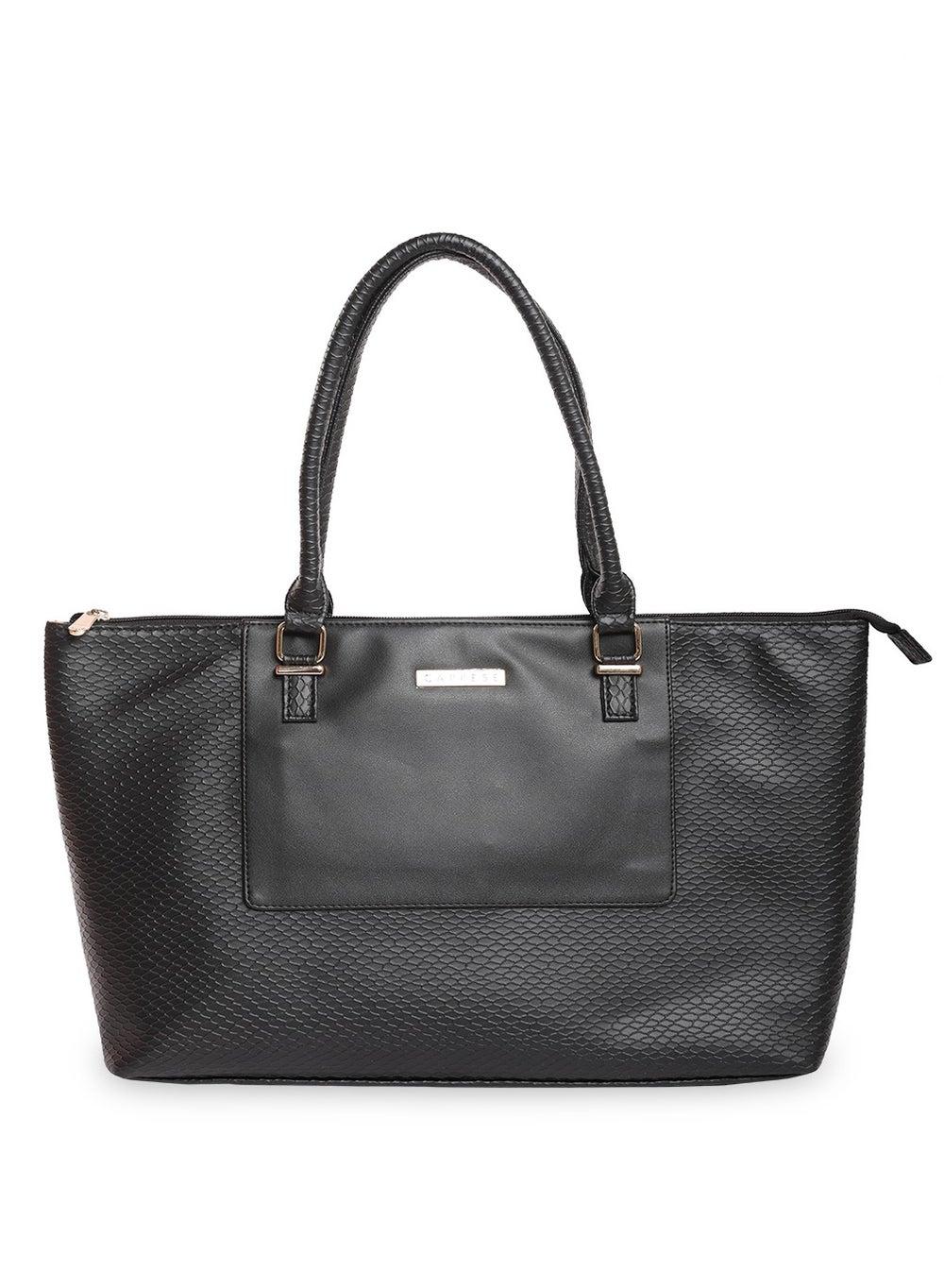 CAPRESE Fiona Luxe Black Faux Leather Large Tote for Women - Image 1