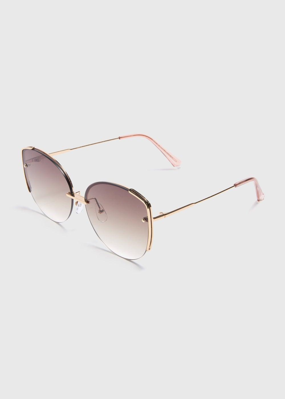 Matalan Gold Chic Frameless Cat Eye Sunglasses - Image 1