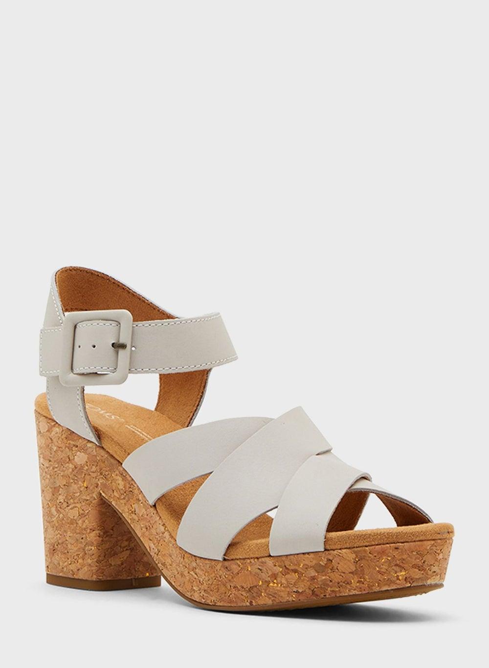 Elegant Beige Ankle Strap Wedge Sandals 10019936 - Image 1