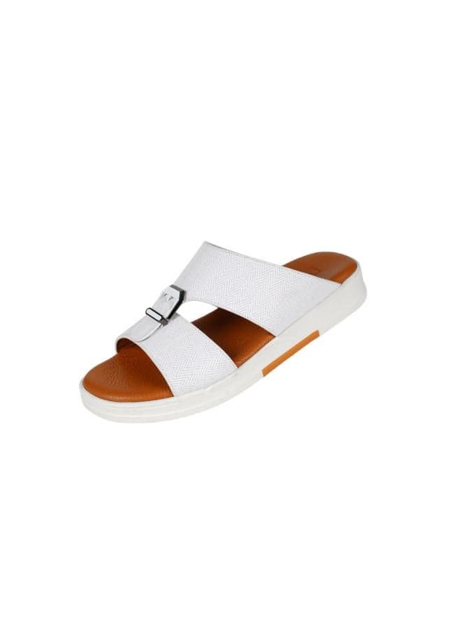 BARJEEL UNO MSA124 White: Sophisticated Men's Arabic Sandals - Image 1