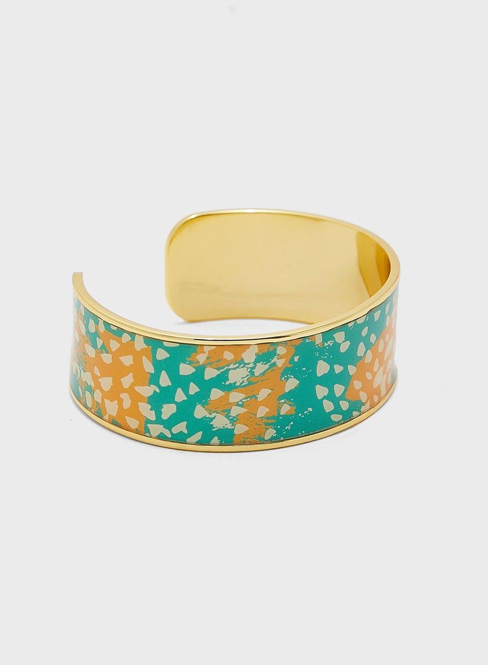 Jungle Essence Gold-Dipped Enamel Cuff Bangle - Image 1
